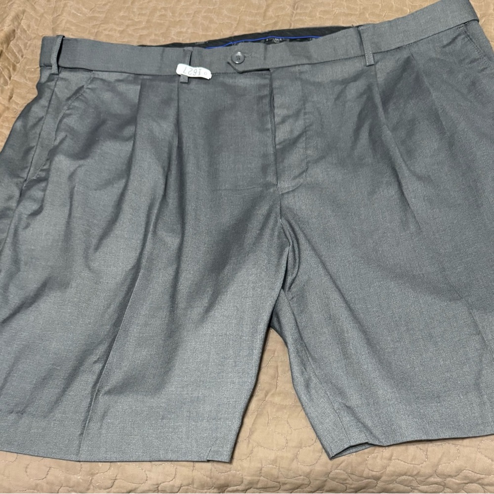 Gray Flat Front Shorts with Tailored Cut